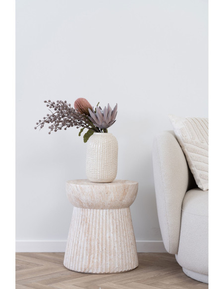 Table d'appoint originale Ronde Fibre de verre Naturel Rainuré Bonn - 2