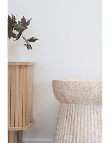 Table d'appoint originale Ronde Fibre de verre Naturel Rainuré Bonn - 3