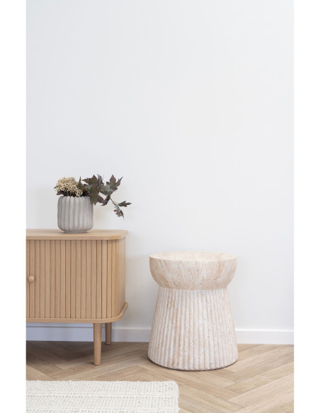 Table d'appoint originale Ronde Fibre de verre Naturel Rainuré Bonn - 4