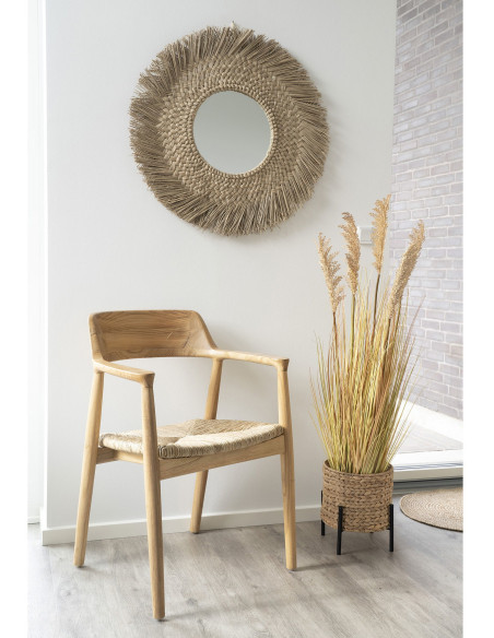 Cache pot sur pied Rond Hauteur 29 cm Jacinthe d'eau Naturel Tressé Métal Noir Antas - 2