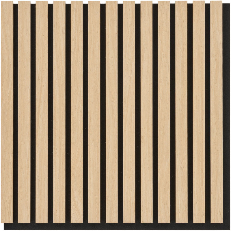 Décoration murale Panneau acoustique carré 52 cm Bois MDF Naturel Effet chêne Polyester Noir Akoustia (Lot de 2) - 1