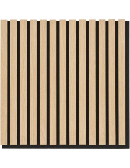 Décoration murale Panneau acoustique carré 52 cm Bois MDF Naturel Effet chêne Polyester Noir Akoustia (Lot de 2) - 1