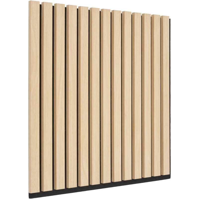 Décoration murale Panneau acoustique carré 52 cm Bois MDF Naturel Effet chêne Polyester Noir Akoustia (Lot de 2) - 3