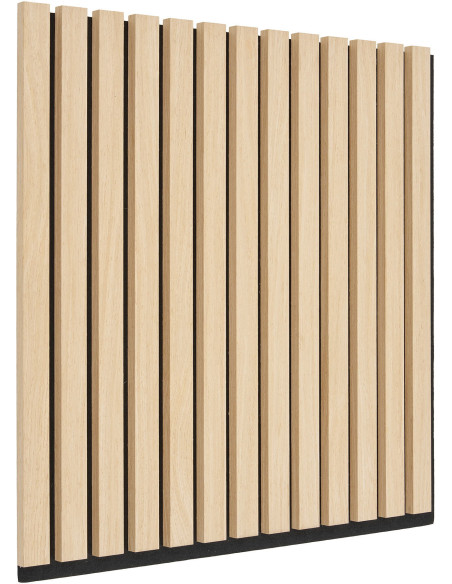 Décoration murale Panneau acoustique carré 52 cm Bois MDF Naturel Effet chêne Polyester Noir Akoustia (Lot de 2) - 3