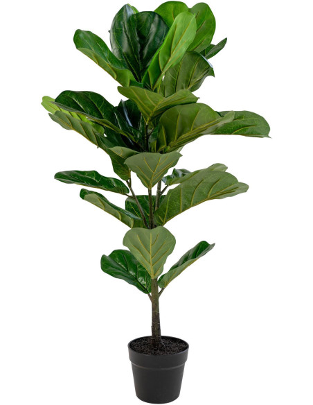 Arbre artificiel réaliste Feuilles de violon Hauteur 100 cm Plastique Vert Noir - 1