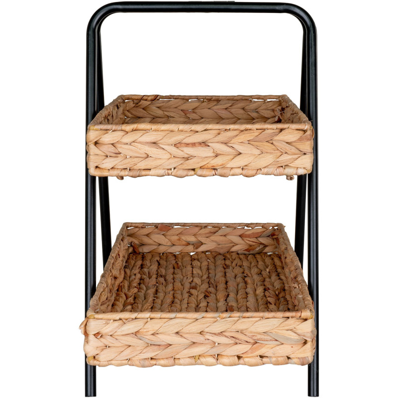 Petite Étagère de rangement 2 niveaux Jacinthe d'eau Naturel Métal Noir Alfaro - 4