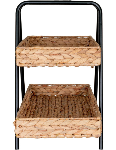 Petite Étagère de rangement 2 niveaux Jacinthe d'eau Naturel Métal Noir Alfaro - 4