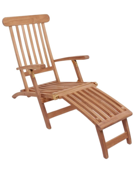 Chaise longue Dossier réglable 4 positions Bois de teck Naturel Arrecife - 1