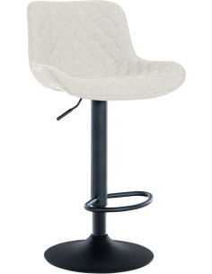 Tabouret de bar moderne matelassé en Tissu Blanc crème Métal Noir Simeon - 1