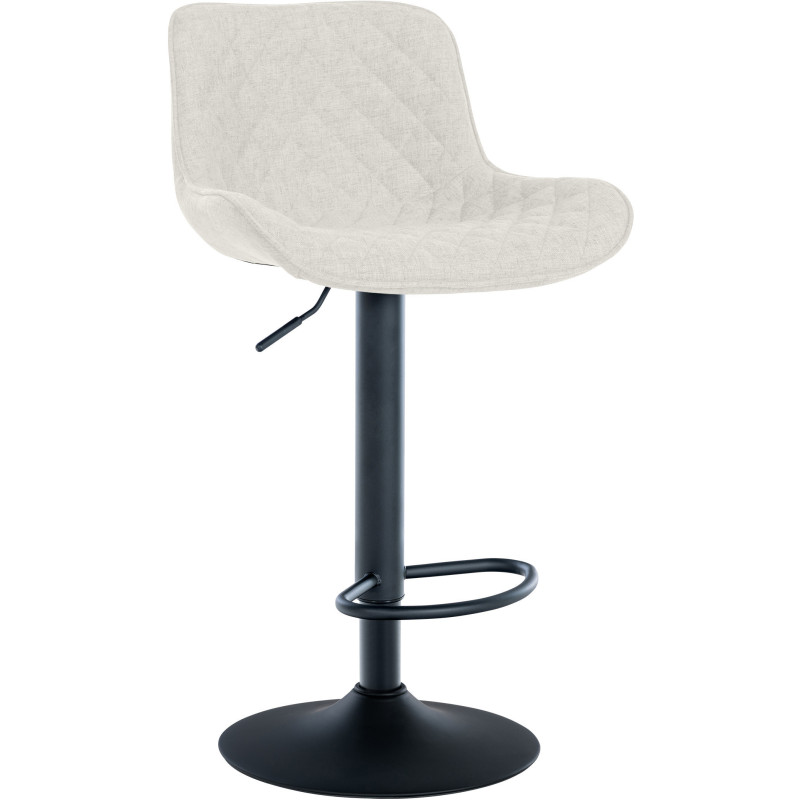 Tabouret de bar moderne matelassé en Tissu Blanc crème Métal Noir Simeon - 1