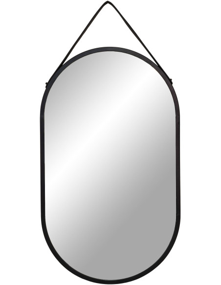 Miroir mural moderne à suspendre Ovale 35x60 Métal Polyuréthane Noir Trapani - 1