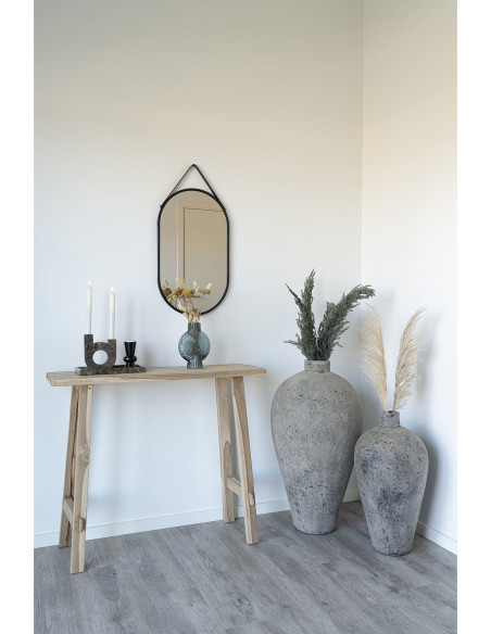 Miroir mural moderne à suspendre Ovale 35x60 Métal Polyuréthane Noir Trapani - 4