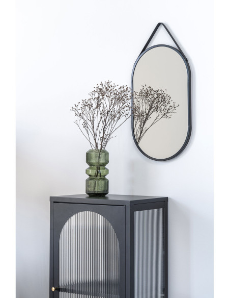 Miroir mural moderne à suspendre Ovale 35x60 Métal Polyuréthane Noir Trapani - 5