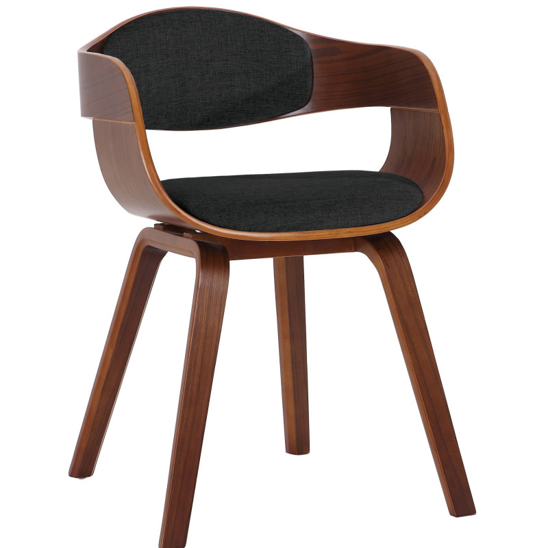 Fauteuil de table Beatrix en Polyester Noir Bois Noyer - 1