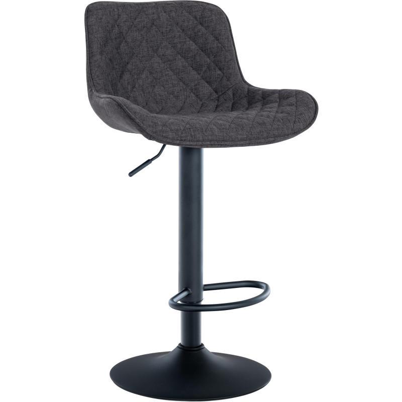 Tabouret de bar moderne matelassé en Tissu Noir Métal Noir Simeon - 1