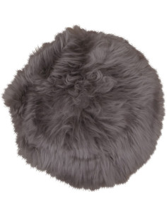Coussin Peau de mouton poils longs Rond 35x35 Cuir d'agneau Marron clair Lambskin - 1
