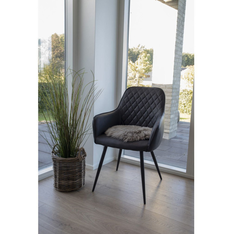 Coussin Peau de mouton poils longs Rond 35x35 Cuir d'agneau Marron clair Lambskin - 3