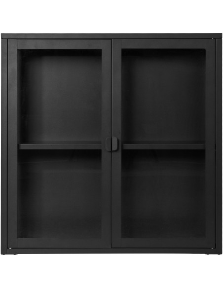 Vitrine murale moderne 2 portes Métal Noir Verre Transparent Brisbane - 3