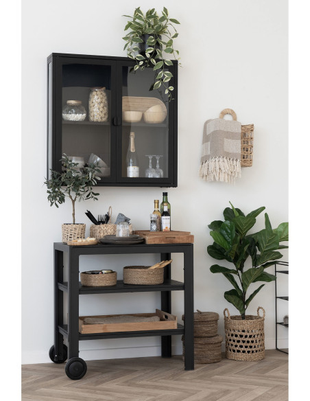 Vitrine murale moderne 2 portes Métal Noir Verre Transparent Brisbane - 2