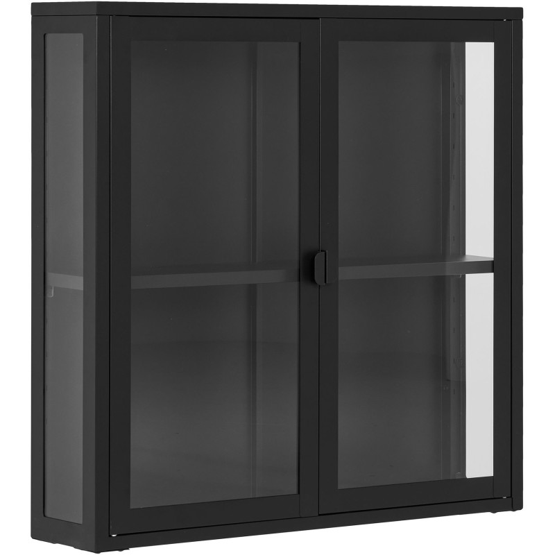 Vitrine murale moderne 2 portes Métal Noir Verre Transparent Brisbane - 1