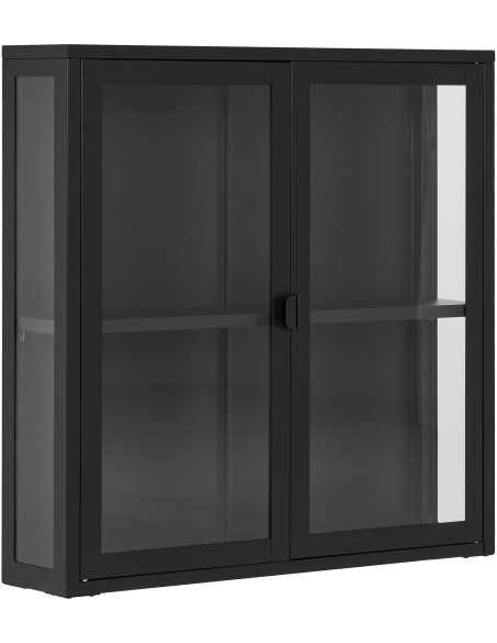 Vitrine murale moderne 2 portes Métal Noir Verre Transparent Brisbane - 1