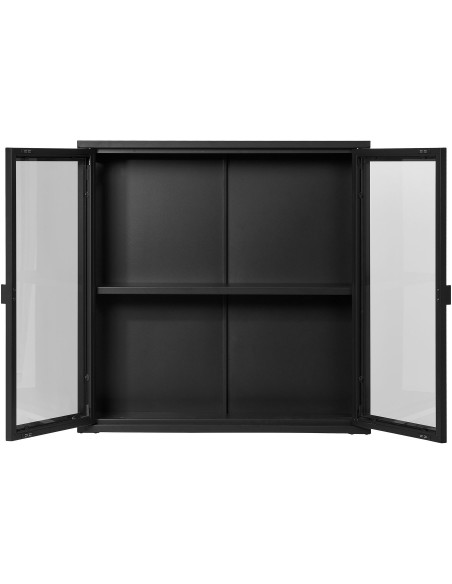 Vitrine murale moderne 2 portes Métal Noir Verre Transparent Brisbane - 4