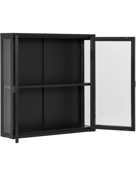 Vitrine murale moderne 2 portes Métal Noir Verre Transparent Brisbane - 5