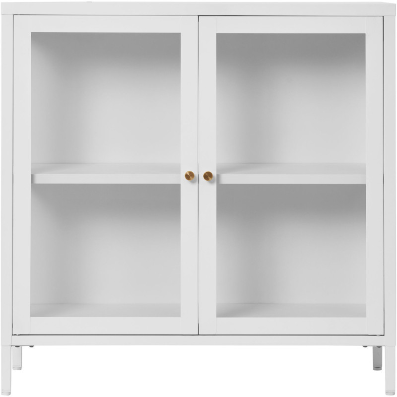 Buffet moderne Bas 2 portes Métal Blanc Verre Transparent Dalby - 3