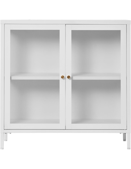 Buffet moderne Bas 2 portes Métal Blanc Verre Transparent Dalby - 3