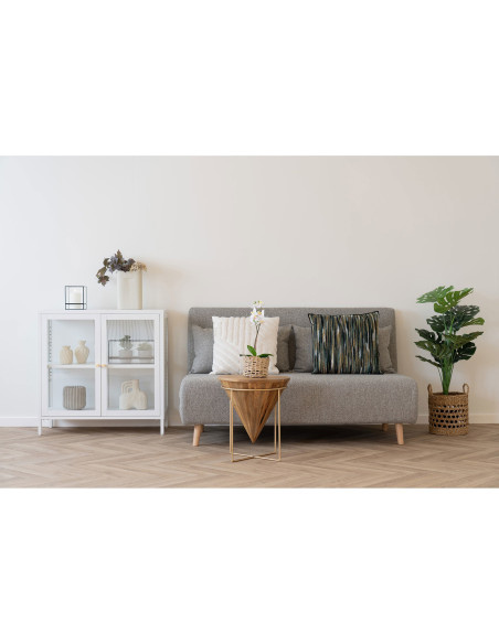 Buffet moderne Bas 2 portes Métal Blanc Verre Transparent Dalby - 6