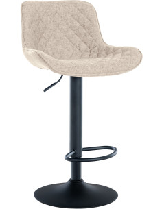 Tabouret de bar moderne matelassé en Tissu Taupe Métal Noir Simeon - 1