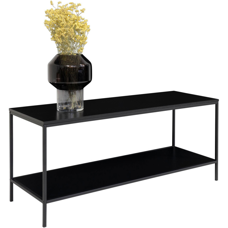 Meuble télé moderne 1 étagère Métal Panneau de particules Feuille de mélamine Noir Vita - 5