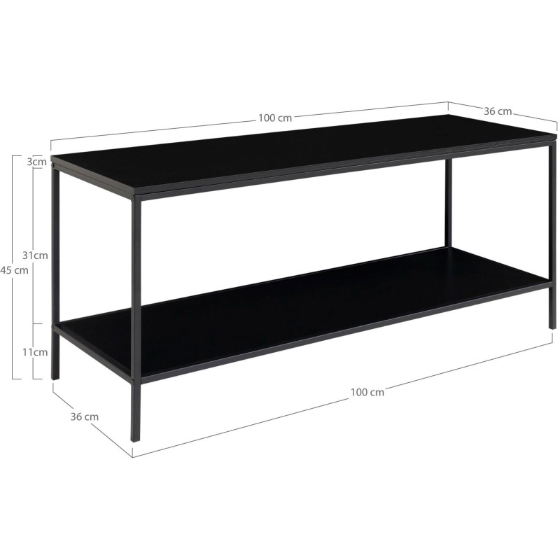 Meuble télé moderne 1 étagère Métal Panneau de particules Feuille de mélamine Noir Vita - 4