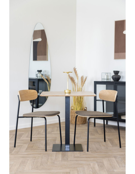 Table à manger bistrot moderne Carrée 2 personnes Bois MDF Mélamine Naturel Métal Noir Fano - 2