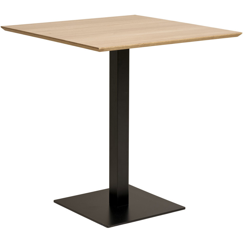 Table à manger bistrot moderne Carrée 2 personnes Bois MDF Mélamine Naturel Métal Noir Fano - 1