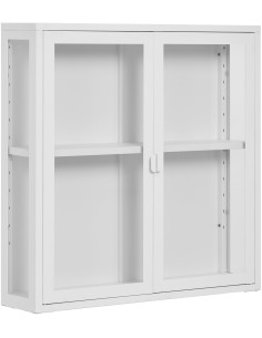 Vitrine murale moderne 2 portes Métal Blanc Verre Transparent Brisbane - 1