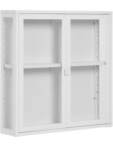 Vitrine murale moderne 2 portes Métal Blanc Verre Transparent Brisbane - 1