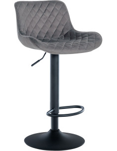 Tabouret de bar moderne matelassé en Velours Gris foncé Métal Noir Simeon - 1