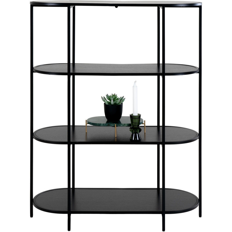 Petite Étagère moderne arrondie 4 niveaux Métal Panneau de particules Feuille de mélamine Noir Vita - 4