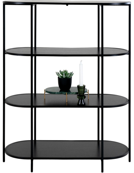 Petite Étagère moderne arrondie 4 niveaux Métal Panneau de particules Feuille de mélamine Noir Vita - 4