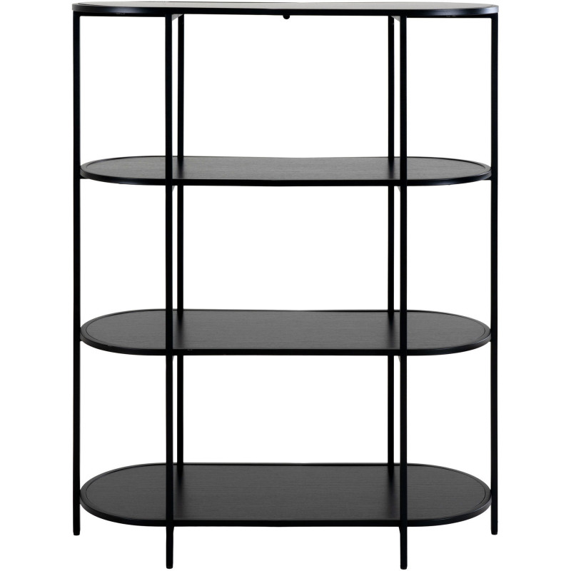 Petite Étagère moderne arrondie 4 niveaux Métal Panneau de particules Feuille de mélamine Noir Vita - 3