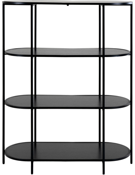 Petite Étagère moderne arrondie 4 niveaux Métal Panneau de particules Feuille de mélamine Noir Vita - 3