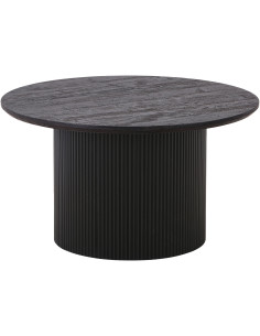 Table basse moderne Ronde Bois MDF Papier décoratif Marron foncé Noir Boavista - 1