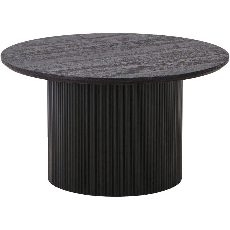 Table basse moderne Ronde Bois MDF Papier décoratif Marron foncé Noir Boavista - 1