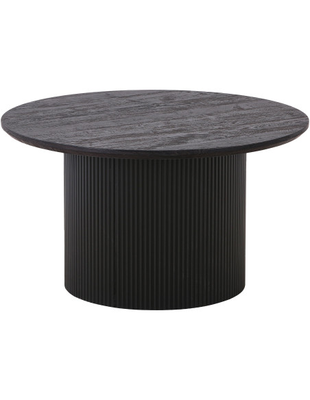 Table basse moderne Ronde Bois MDF Papier décoratif Marron foncé Noir Boavista - 1
