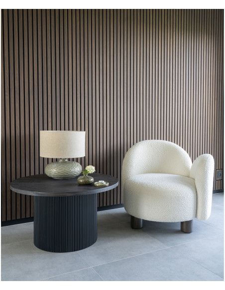 Table basse moderne Ronde Bois MDF Papier décoratif Marron foncé Noir Boavista - 2