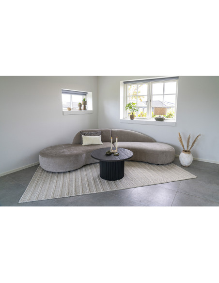 Table basse moderne Ronde Bois MDF Papier décoratif Marron foncé Noir Boavista - 4