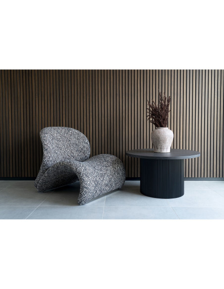 Table basse moderne Ronde Bois MDF Papier décoratif Marron foncé Noir Boavista - 5