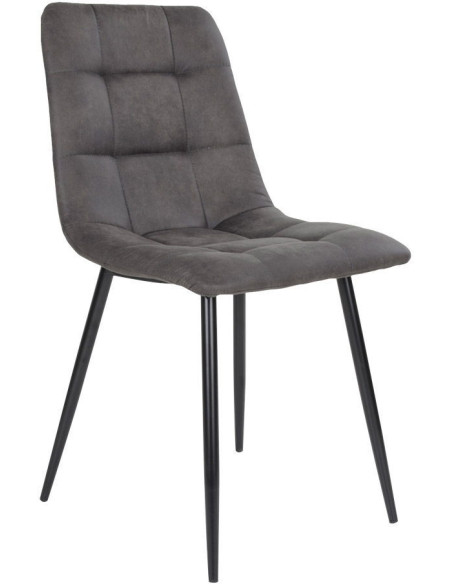 Chaise moderne matelassée Microfibre Gris foncé Métal Noir Middelfart (Lot de 2) - 1