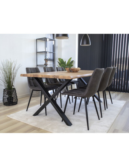 Chaise moderne matelassée Microfibre Gris foncé Métal Noir Middelfart (Lot de 2) - 2